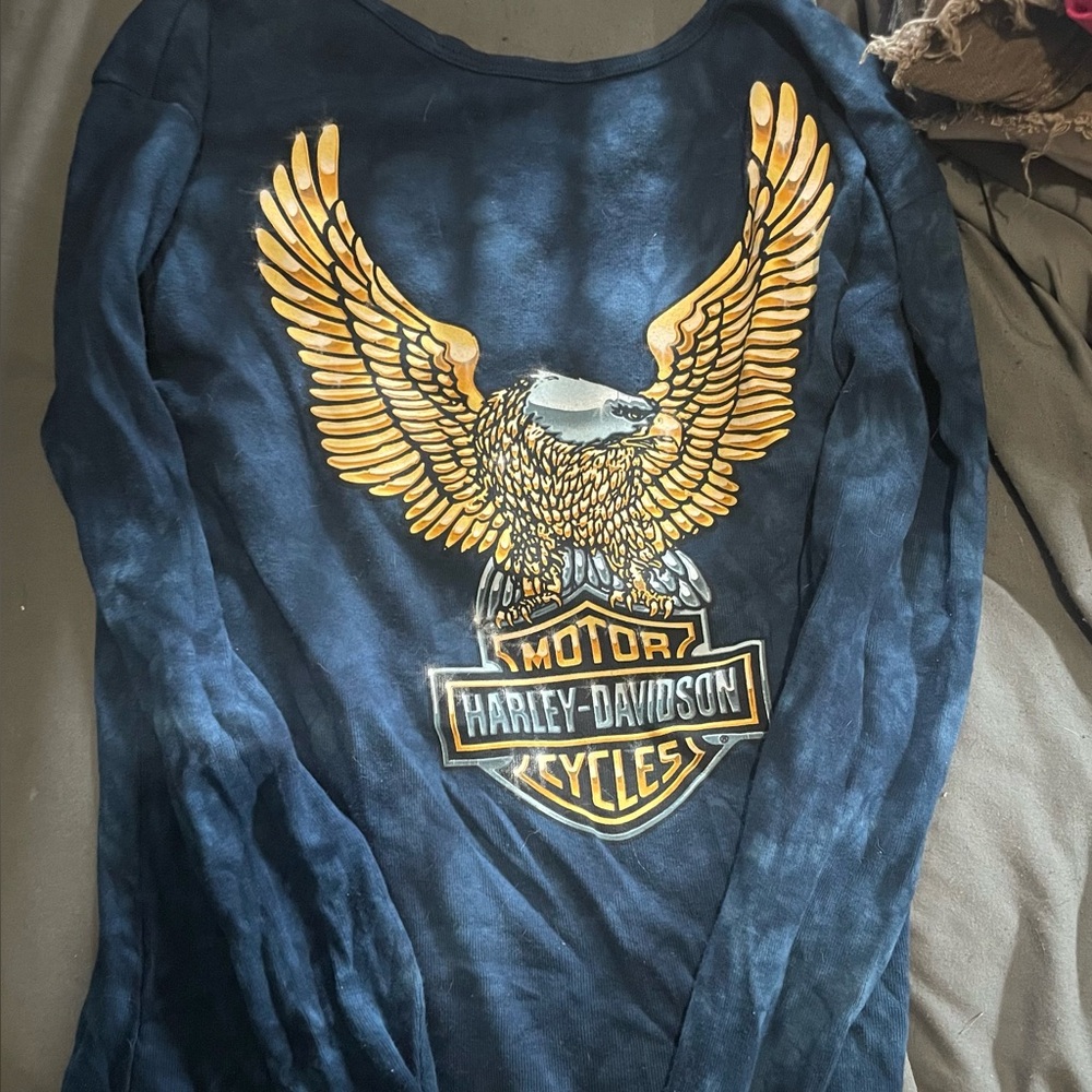 Harley-Davidson Navy Shirt with Gold Eagle Design